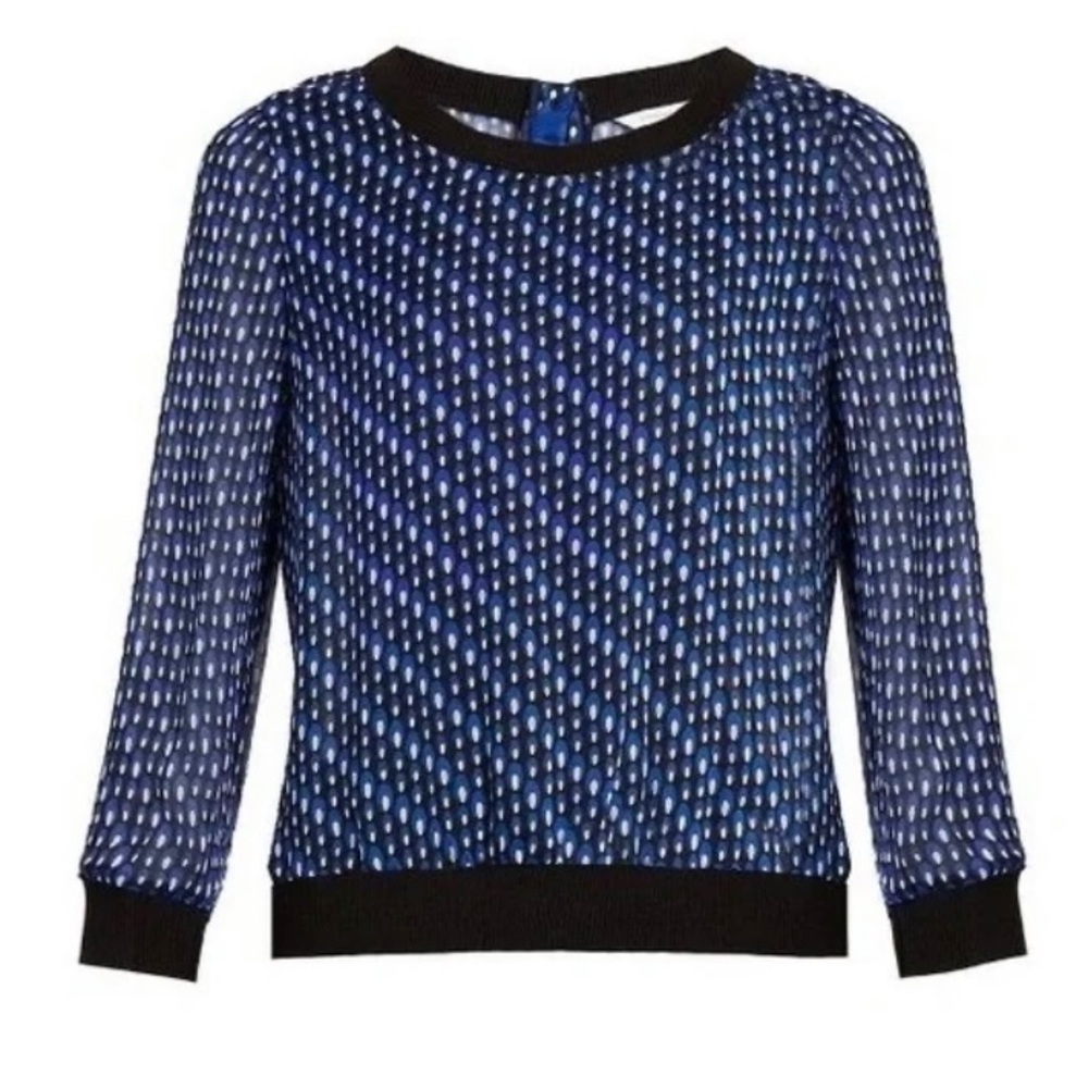 Diane von Furstenberg 100% Silk Long Sleeve Blouse in Size 10